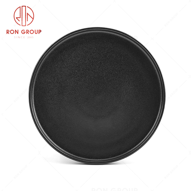 Star hotel luxury restaurant box ceramic tableware blacke shallow plate