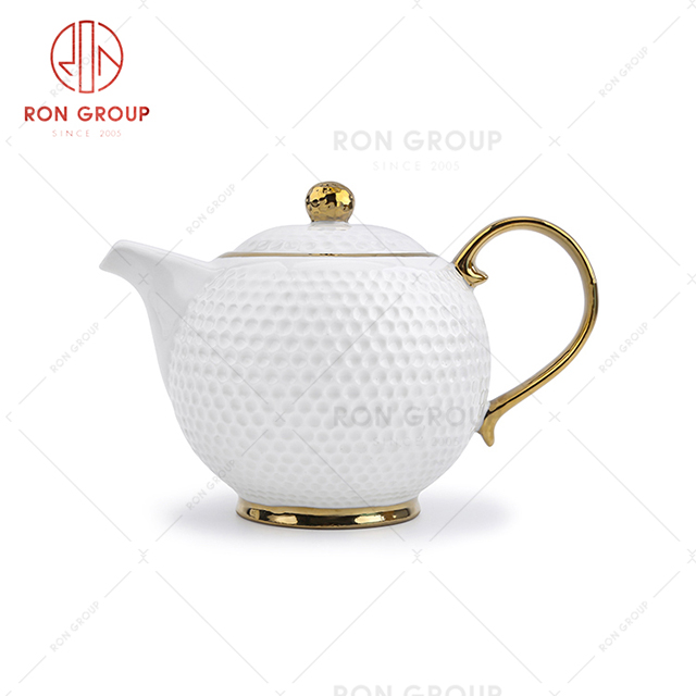 White elegant style ceramic hotel tableware high-end restaurant high-quality tea pot