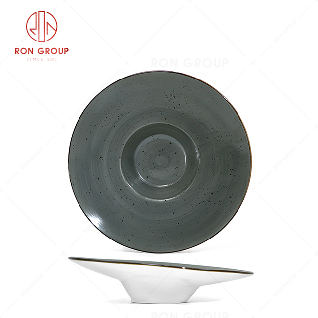 RN0037P04591 Wholesale Chip Proof  Porcelain Collection Dark Grey  Pasta Round Soup Plate