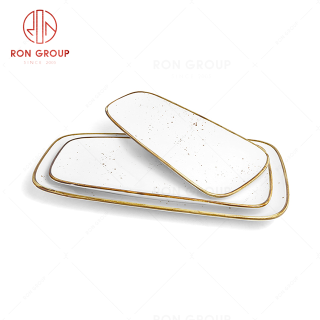 RonGroup New Color Chip Proof  Collection Cream White  - Bread Shape Plate 