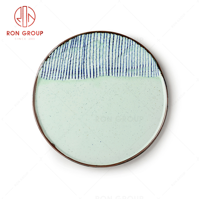 Circular asymmetric stripe pattern creative restaurant shallow round plate