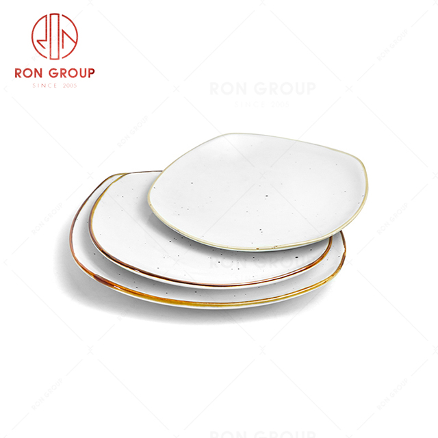 RonGroup New Color Chip Proof  Collection Cream White  - Shallow Square Plate 