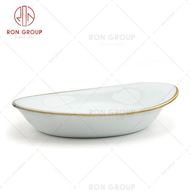 Fine dining restaurant porcelain tableware white plate for sale