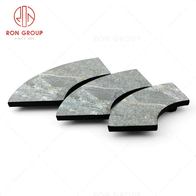 RN0039M00036-37-38 Hot Sale High Quality Durable Grey Stone Grain Melamine  Plate