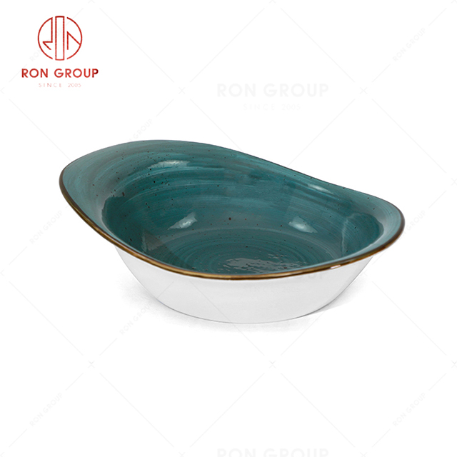 RN0037P03342 Wholesale Chip Proof Porcelain Midnight Blue Salad Bowl