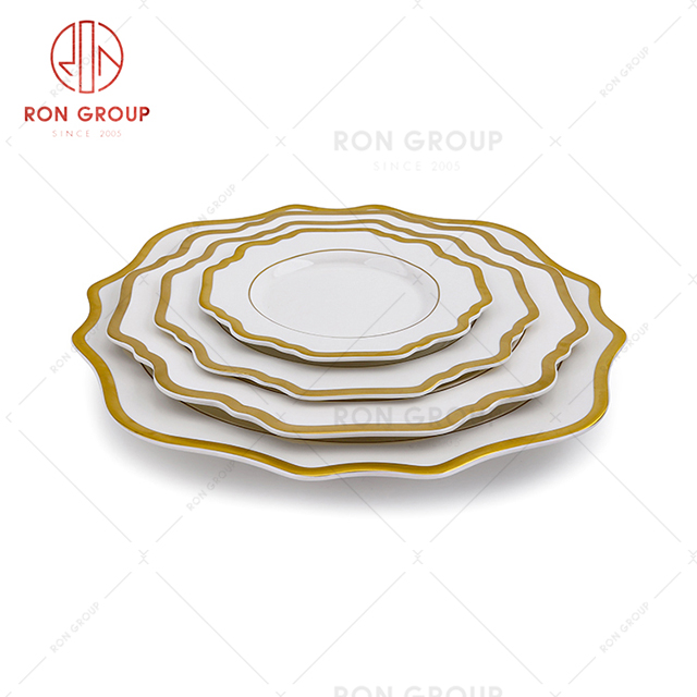 Petal shape design creativity high quality restaurant wedding activities ceramic serving plate