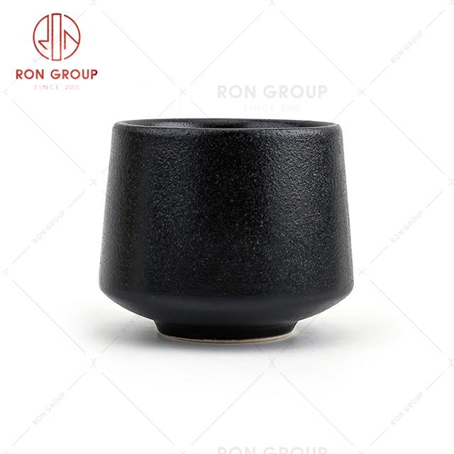 Classic pure black simple style restaurant tableware tavern tea wine ceramic cup