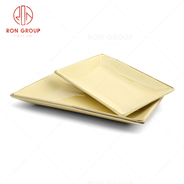 RonGroup New Color Custard Chip Proof Porcelain  Collection - Ceramic Dinnerware Retangular Plate