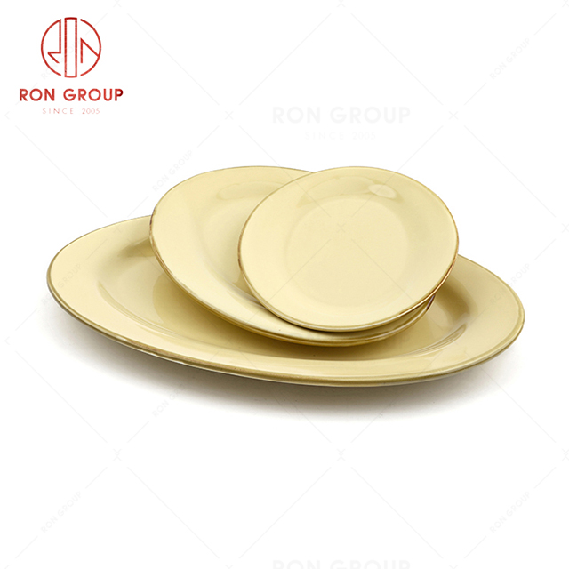 RonGroup New Color Custard Chip Proof Porcelain  Collection - Ceramic Dinnerware Fish Plate