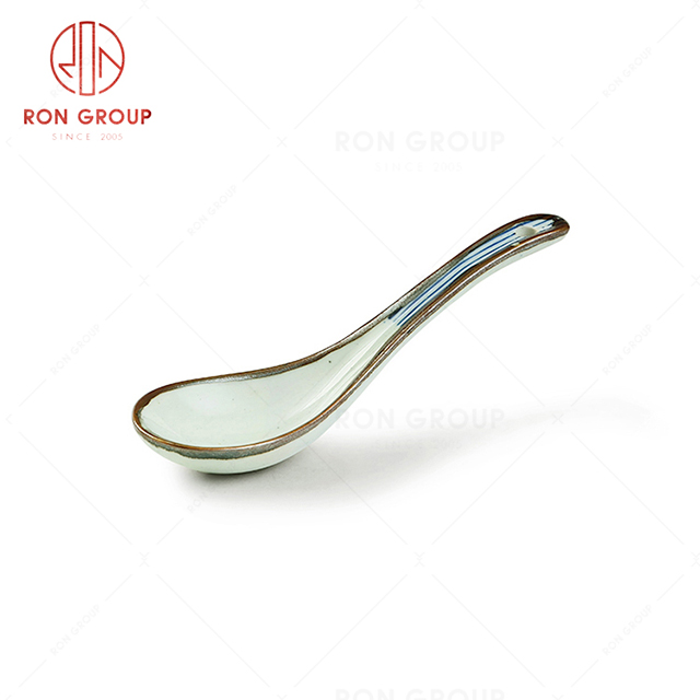 High quality ceramic restaurant tableware retro style soup spoon