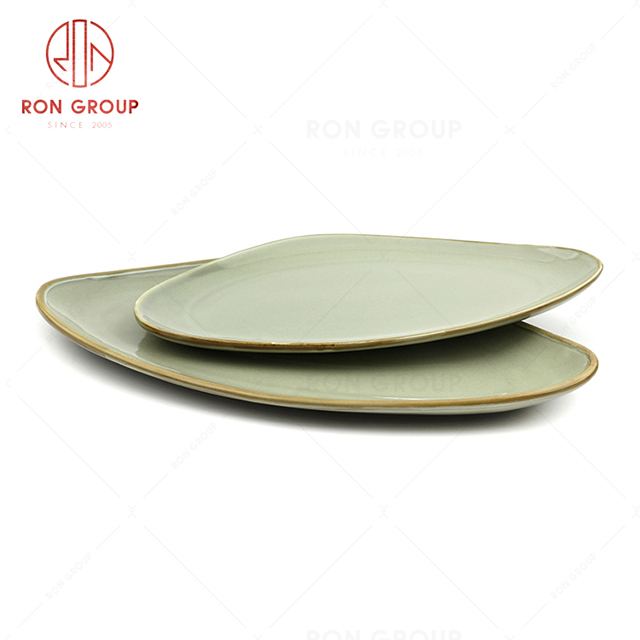 RonGroup New Color Morandi Chip Proof Porcelain  Collection - Ceramic Dinnerware Trigangular Narrow  Plate