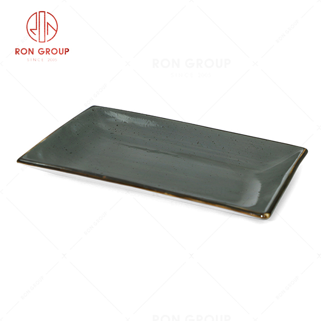 RN0037P04569-70 Wholesale Chip Proof  Porcelain Collection Dark Grey  Rectangular Plate