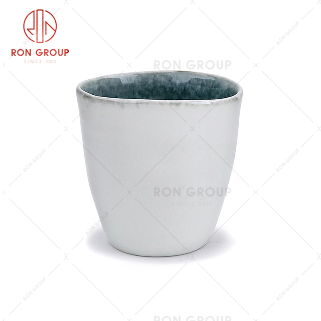 Blue interior design restaurant special ceramic cup white hotel banquet tea water cup
