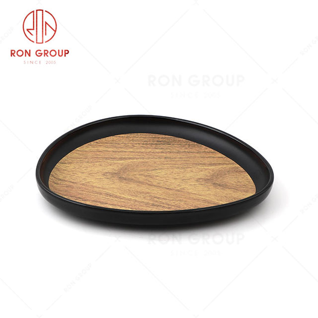 RN0039M00061-63 Hot Sale High Quality Durable Brown Wood Grain Melamine Plate 