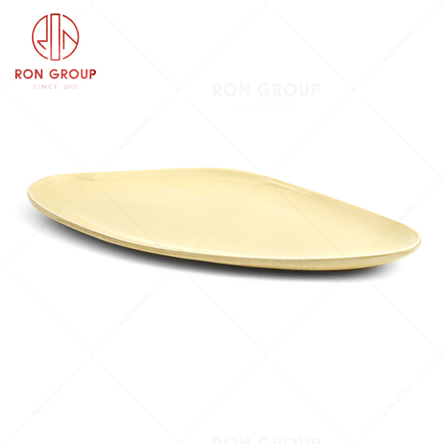 RonGroup New Color Custard Chip Proof Porcelain  Collection - Ceramic Dinnerware Triangular Narrow  Plate