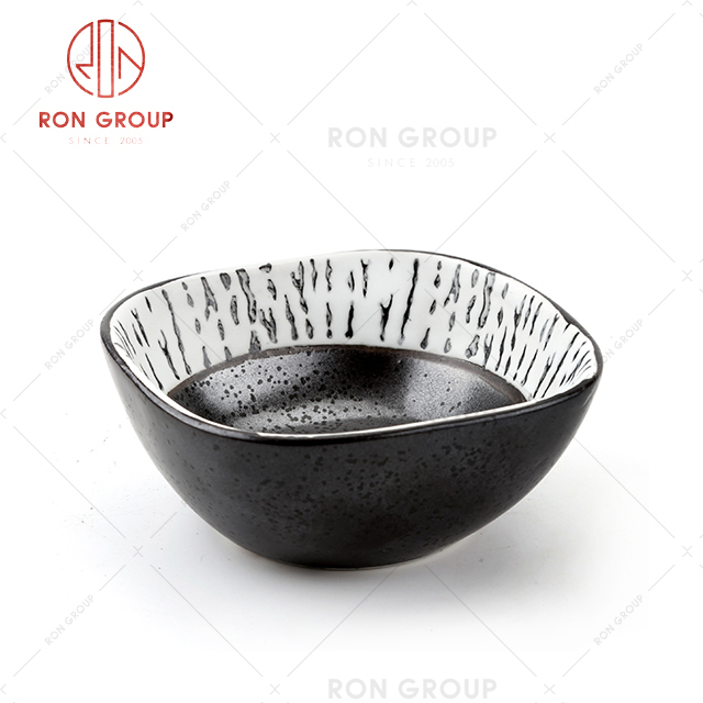 Square plate set unique black salad bowl for restaurant dinner plates