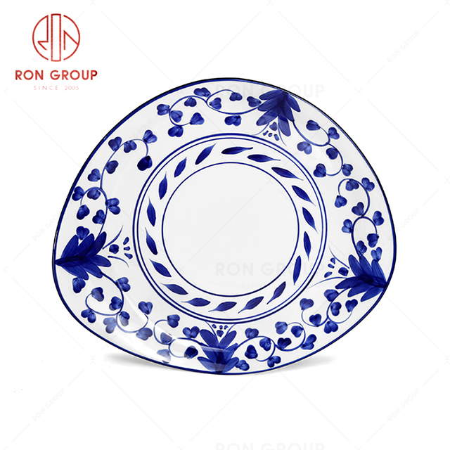 RonGroup New Color Rattan Flower Chip Proof Porcelain  Collection - Ceramic Dinnerware Round Soup Plate