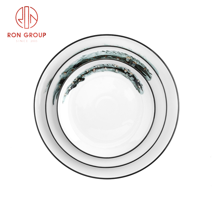 Top selling banquet porcelain round plate high quality dinner plate New Chinese tableware set