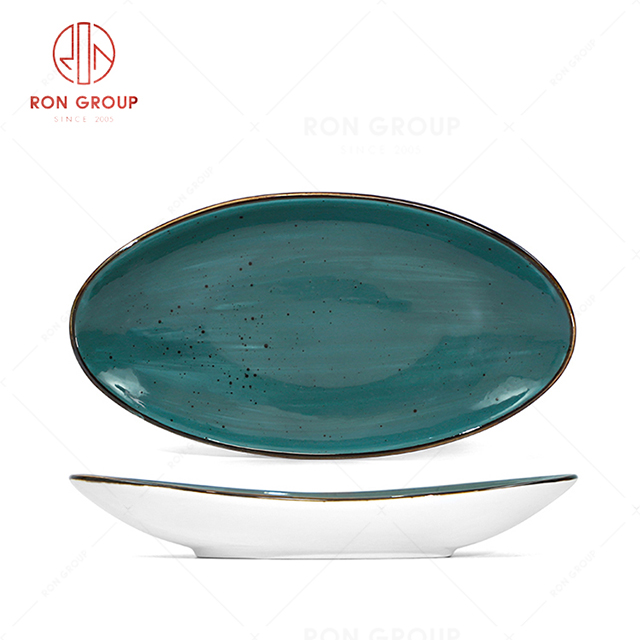 RN0037P03360  Wholesale Chip Proof Porcelain Midnight Blue Olive Plate