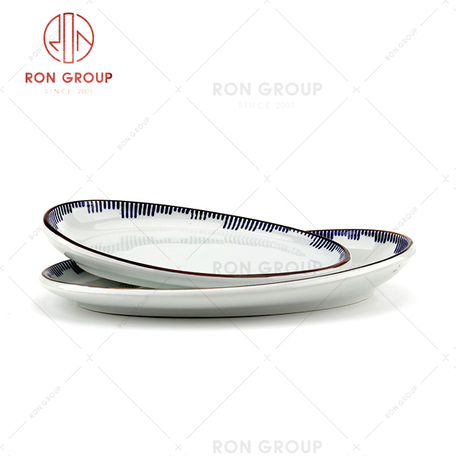 Hot selling high-quality restaurant tableware cheap hotel japanese oval plate