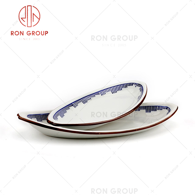 spanish style no broken edges porcelain dinnerware sets restaurant ceramic plate in stock