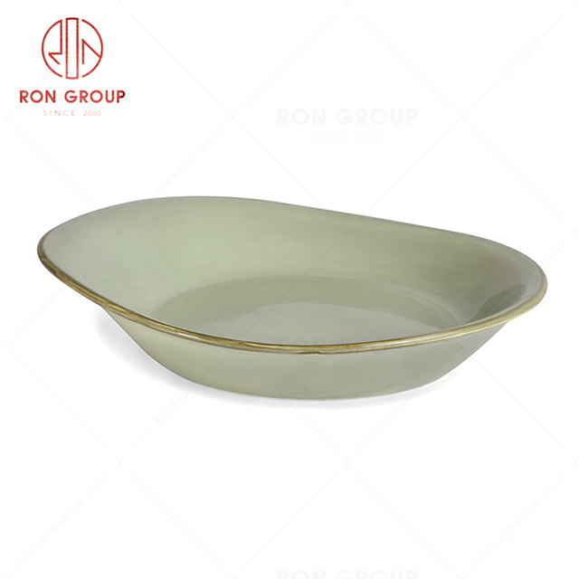 RonGroup New Color Morandi Chip Proof Porcelain  Collection - Ceramic Dinnerware Soup Plate