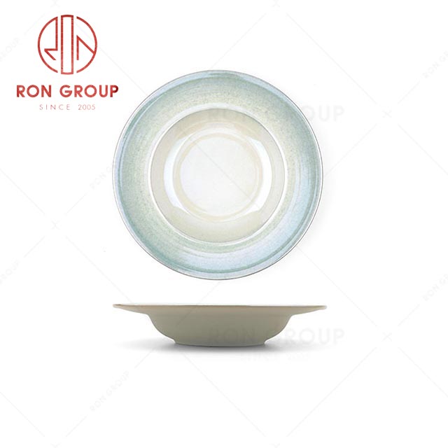 RN0041P01382 Hot Selling Classic Style Simple and Elegant Blue Pottery Deep Plate